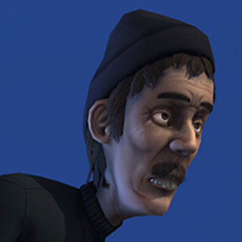 Ilustración que muestra el rostro de un ladrón llamado Román.